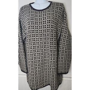 Donna Maglia Italy Tunic Sweater Dress Medium Wool Angora Geo Crew L/S Short